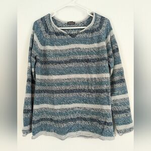 Eddie Bauer Blue striped knit sweater size L